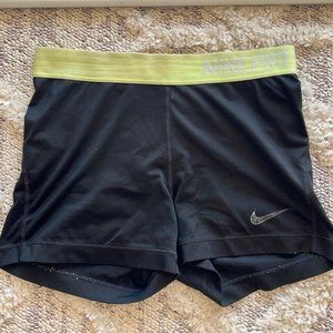 Used Nike Pro Spandex Shorts Yellow Band - Size M